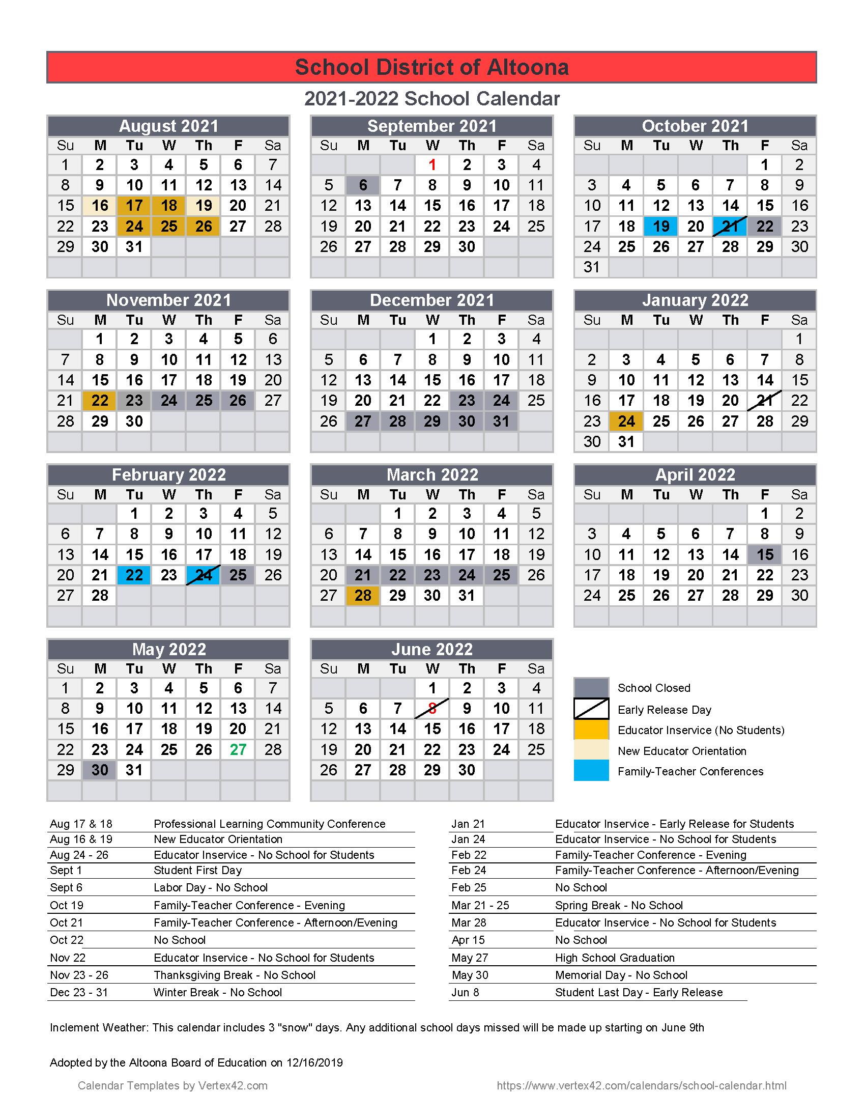 2021/22 Calendar