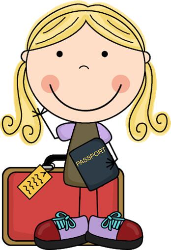 Cartoon girl with a suitcase