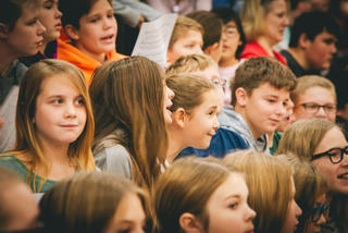 Students at an assembly
